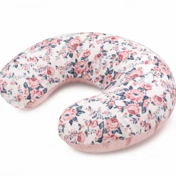 Poduszka rogal + zdejmowana poszewka - Roses i Smokey Pink Soft Velvet