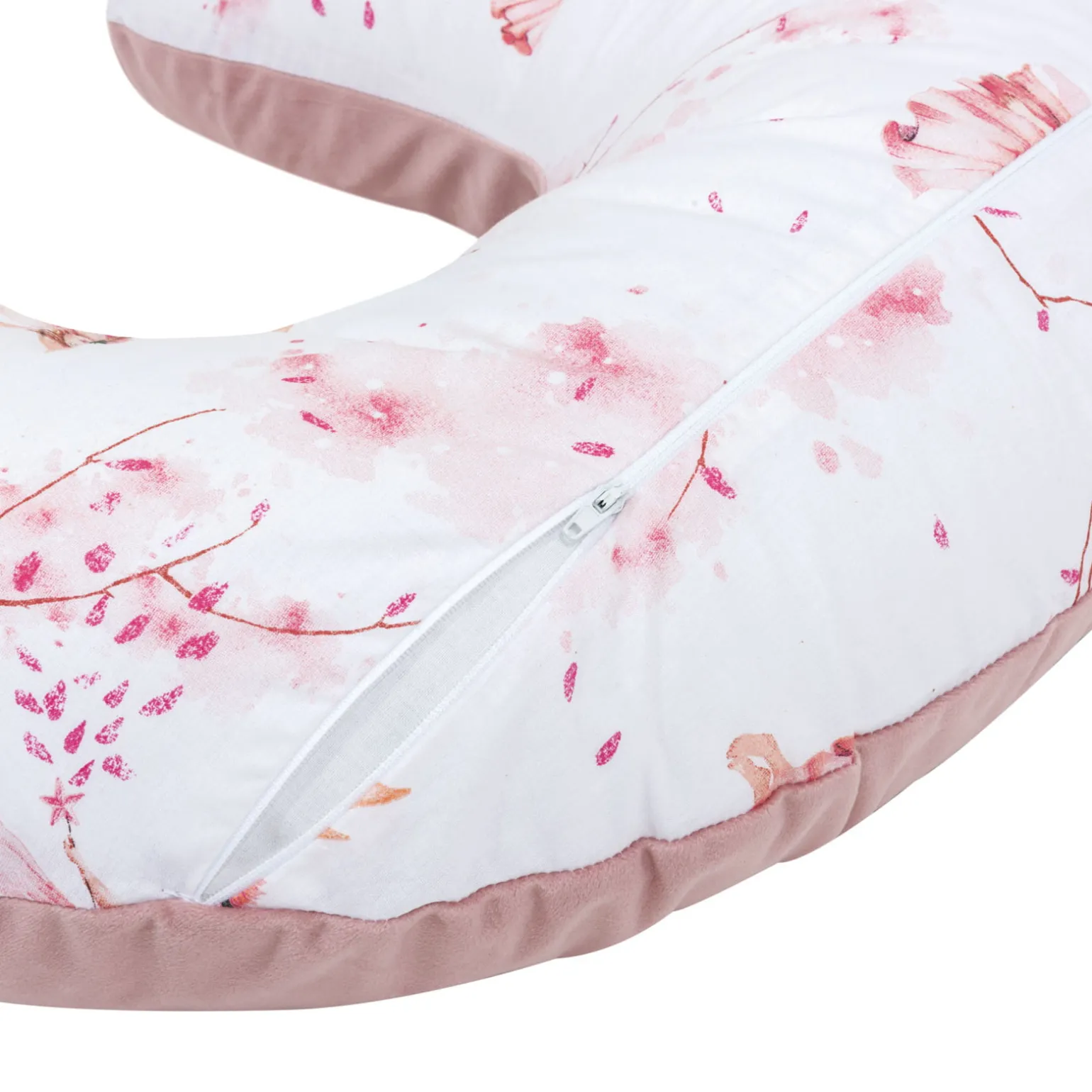 Poduszka rogal + zdejmowana poszewka - Little Fairy i Smokey Pink Soft Velvet