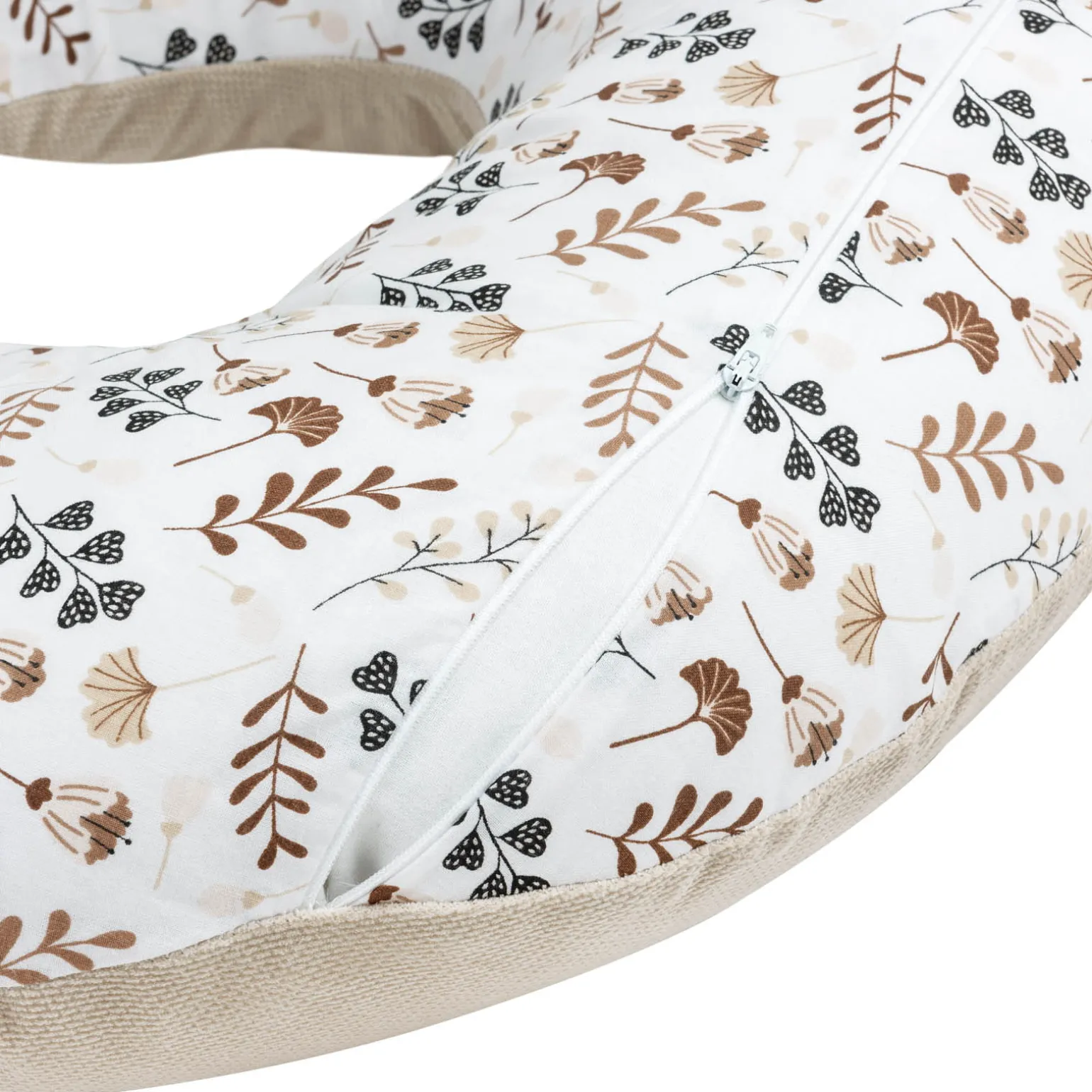 Poduszka rogal + zdejmowana poszewka - Boho Garden i ecru Velvet