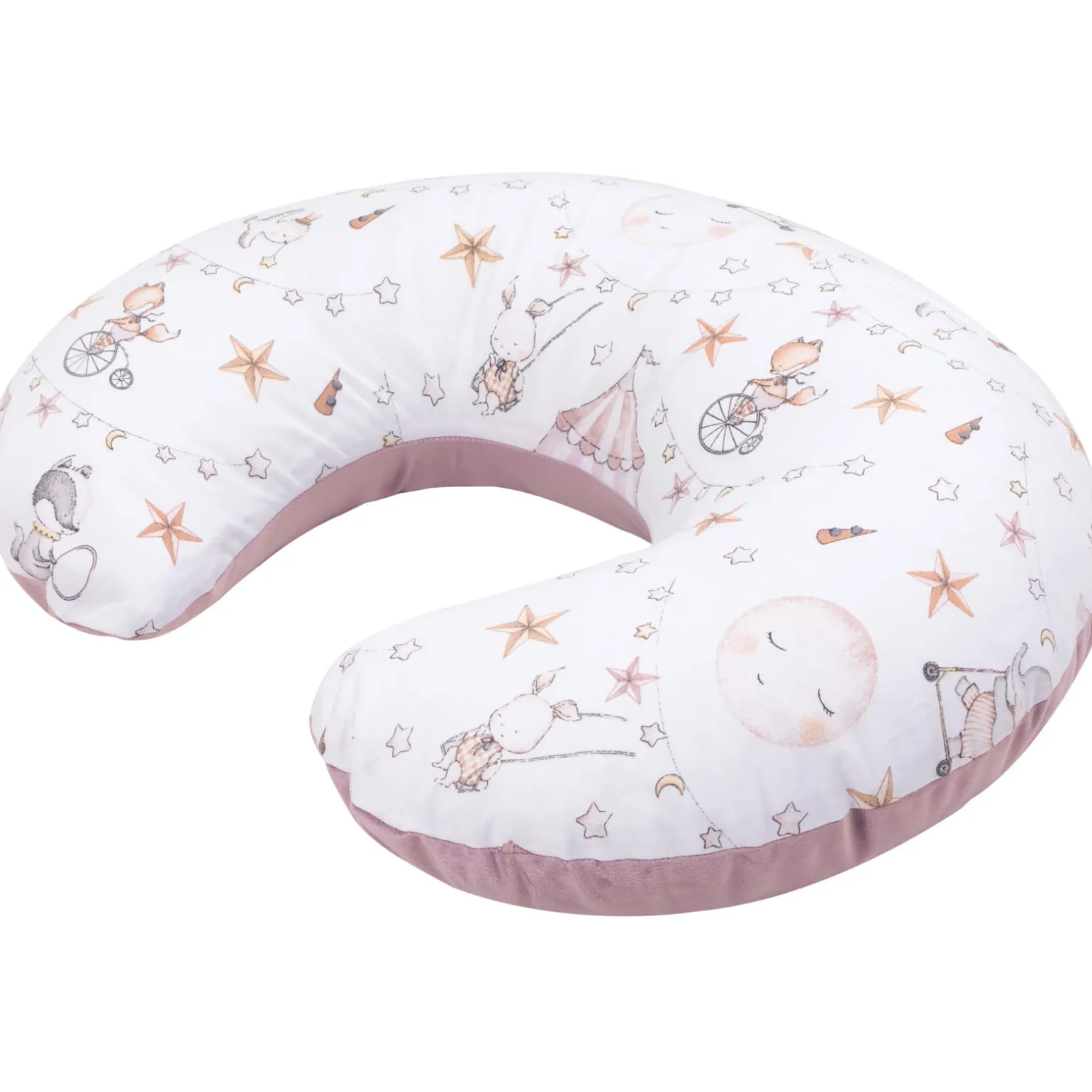 Poduszka rogal + zdejmowana poszewka - Candy Circus i wrzosowy Soft Velvet