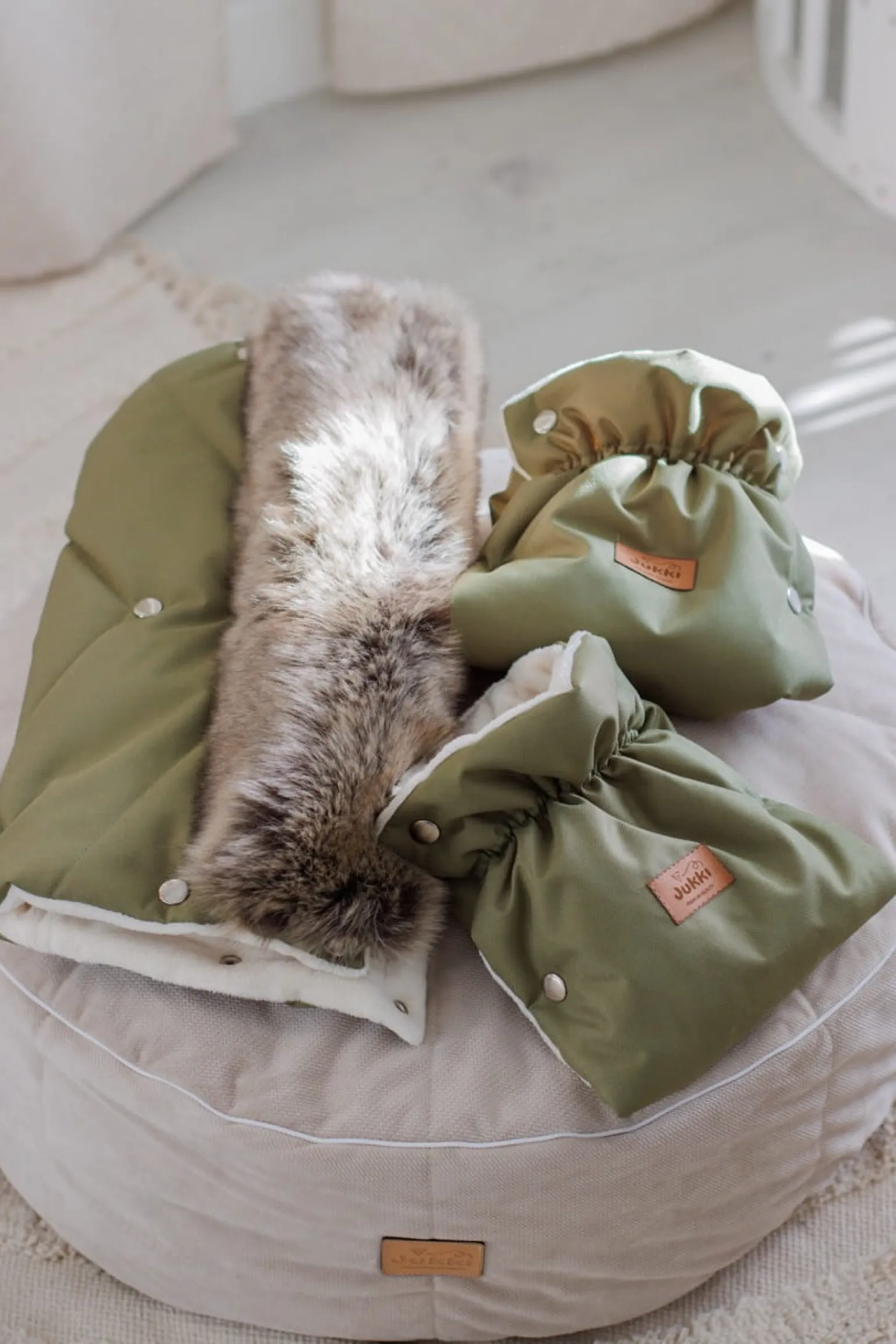 Podwójne mufki do wózka, OLIVE WINTER