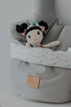 Pojemnik / koszyk na akcesoria dla niemowlaka - Twinkle Stars i szary Velvet