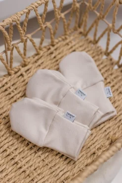 Rękawiczki Niedrapki 3 pack z bawełny organicznej- Beige