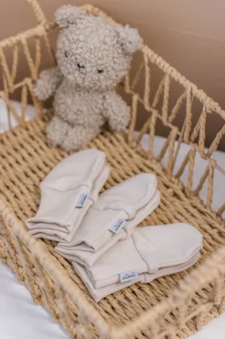 Rękawiczki Niedrapki 3 pack z bawełny organicznej- Beige
