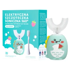 SIMED Szczoteczka Soniczna 360 dla dzieci – 360 U-shape 2w1 – Zielona