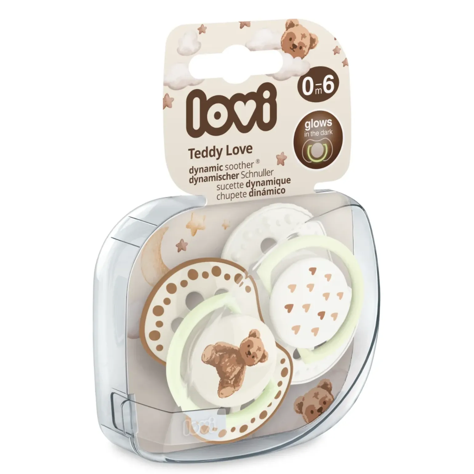 Smoczek silikonowy dynamiczny LOVI 0-6m 2 szt Teddy Love
