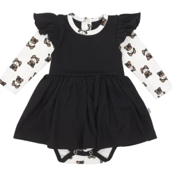 Sukienka z body Black Teddy Bear - Black