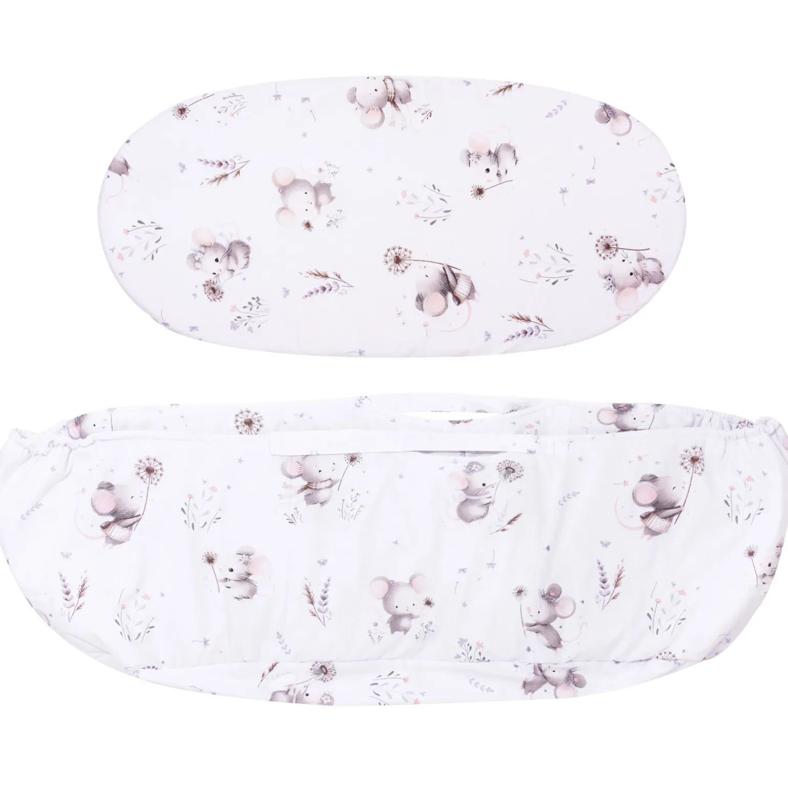 Zestaw do gondoli – bawełniany ochraniacz + prześcieradło Lovely Mouse