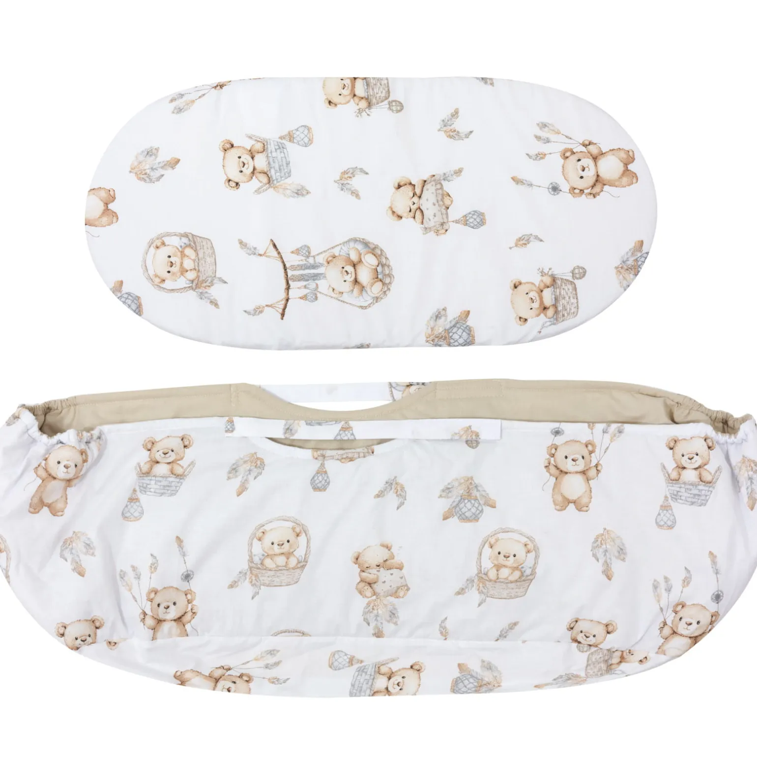 Zestaw do gondoli – bawełniany ochraniacz + prześcieradło Boho Bears