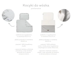 Zestaw do wózka - Plusz ecru i Velvet w kolorze butelkowej zieleni
