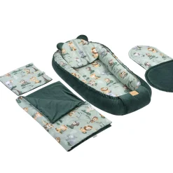 Zestaw 5 elementowy Comfort - Tropical Animals i butelkowy Velvet
