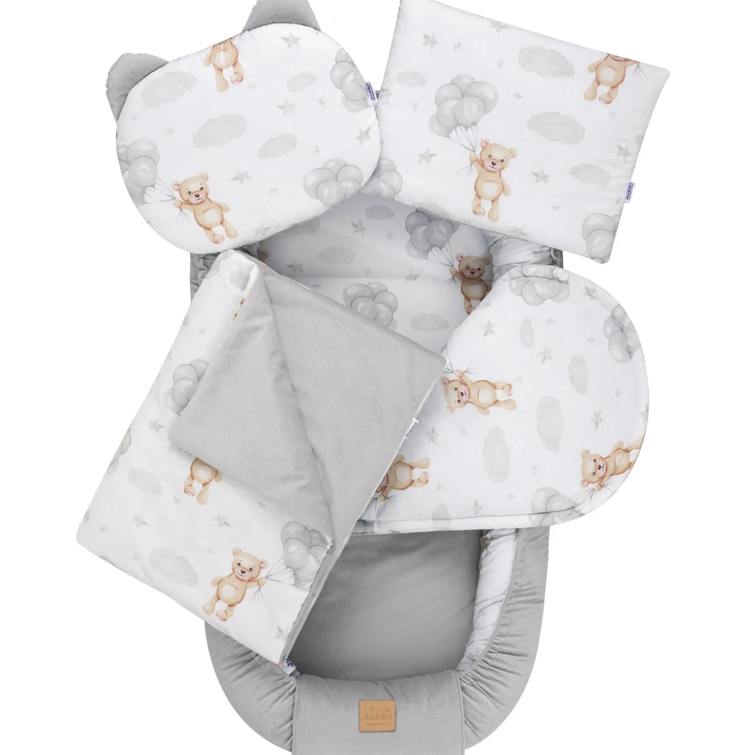 Zestaw 5 elementowy XXL - Cloudy Bears i szary Velvet