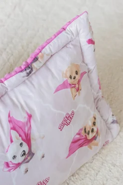 Zestaw przedszkolaka (kocyk z poduszką) - Super Puppy Pink i Purpurowe Minky