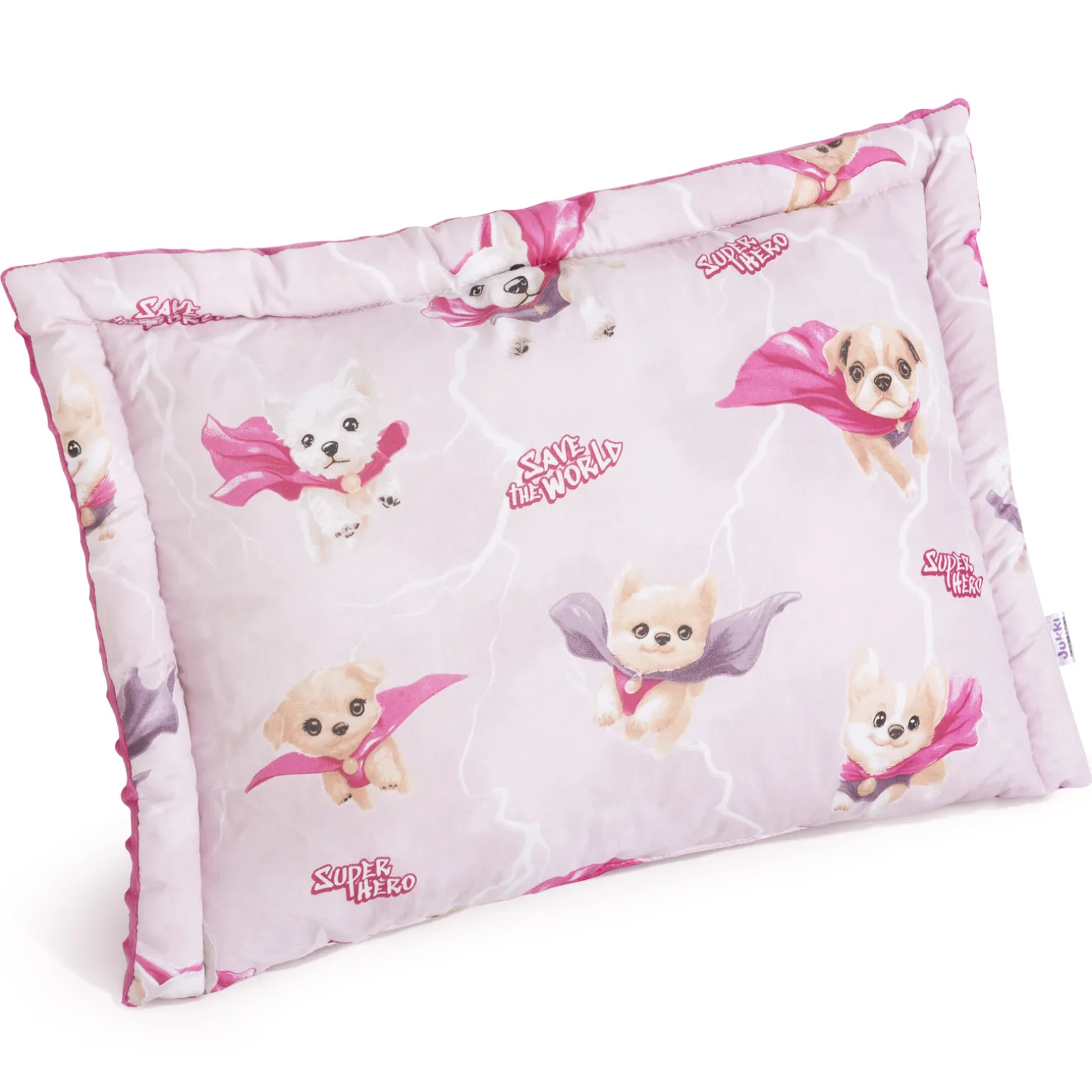 Zestaw przedszkolaka (kocyk z poduszką) - Super Puppy Pink i Purpurowe Minky