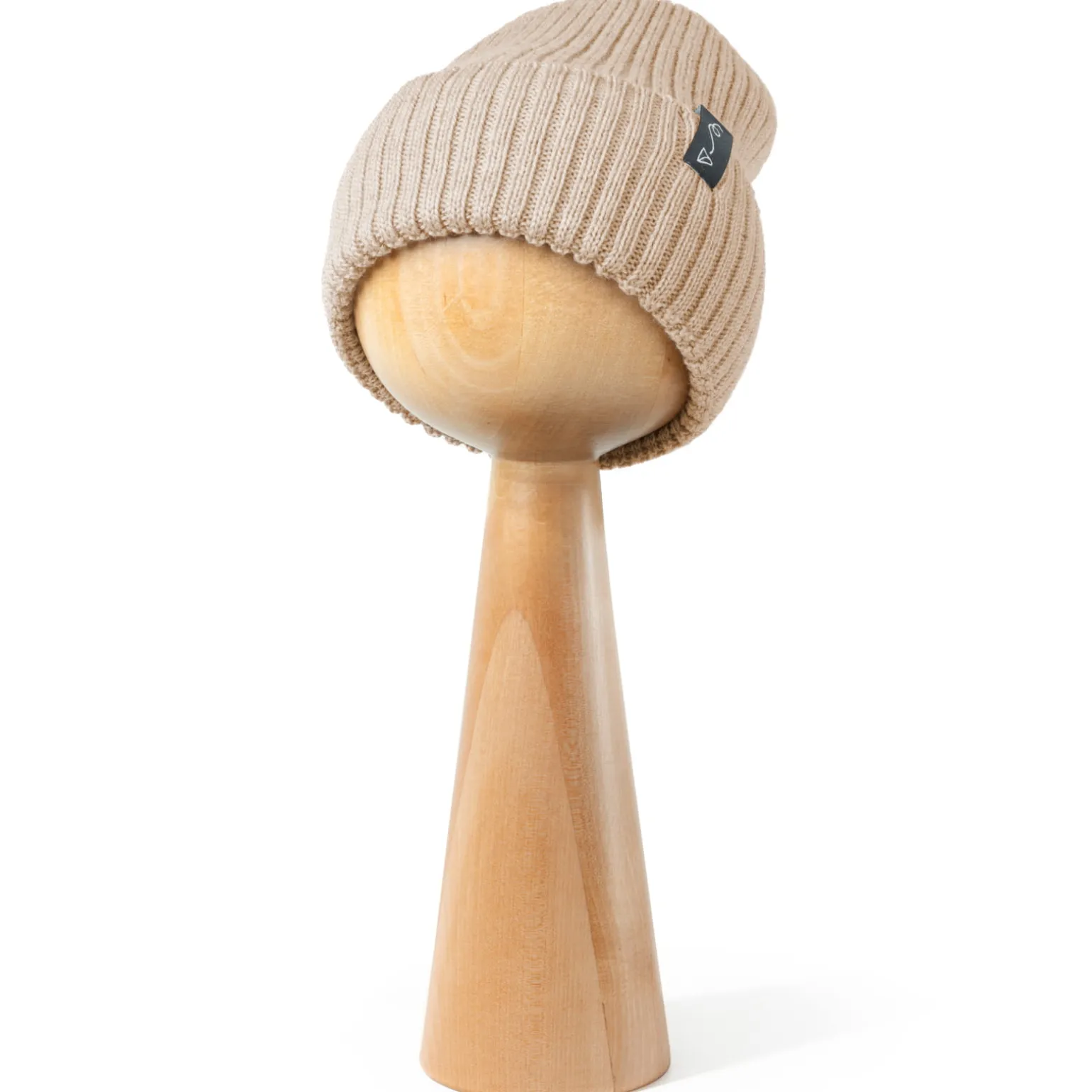 Zimowa czapka z wełny merino - BEIGE MELANGE