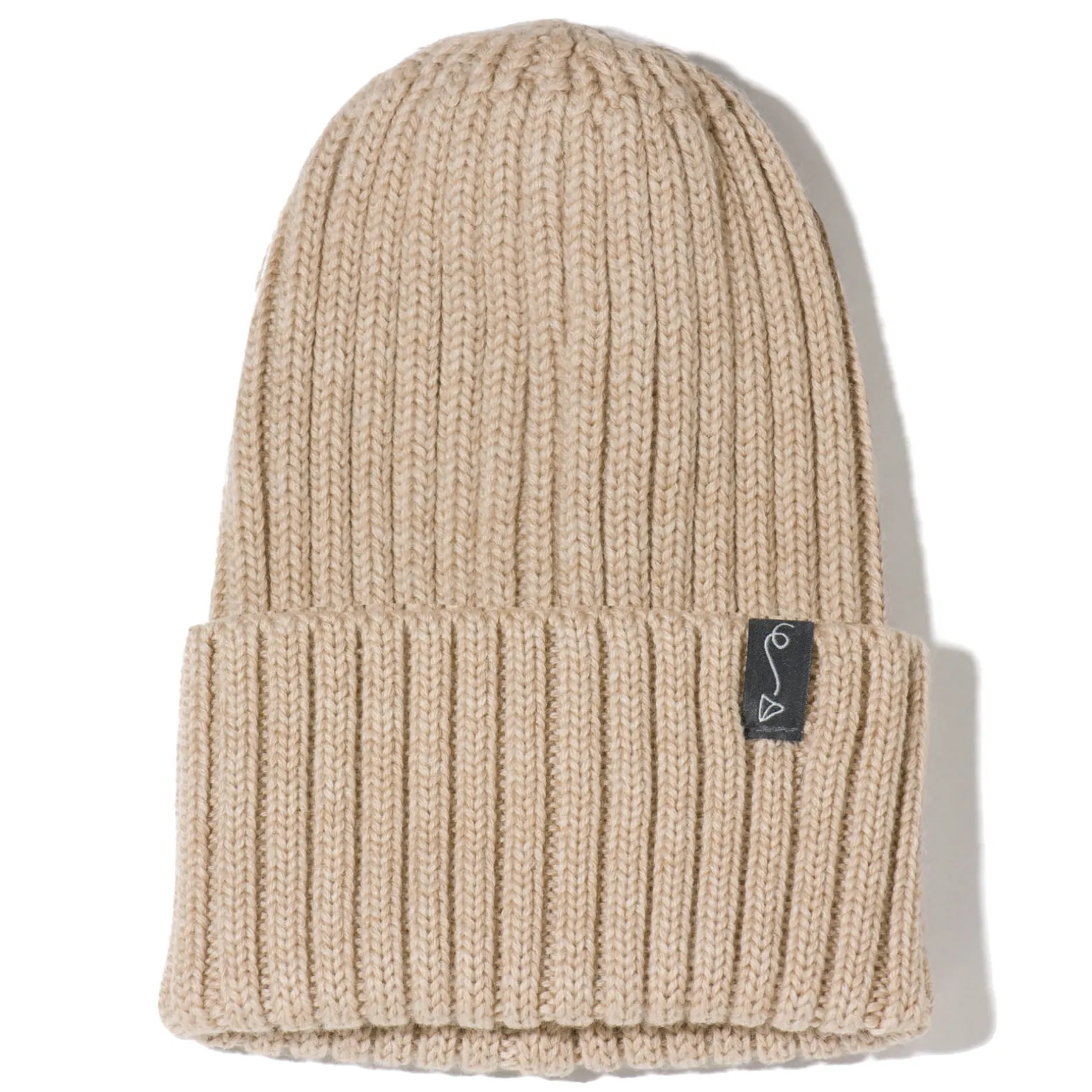 Zimowa czapka z wełny merino - BEIGE MELANGE