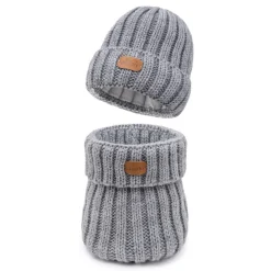 Zimowy komplet JUKKI - czapka oraz komin - GREY MELANGE