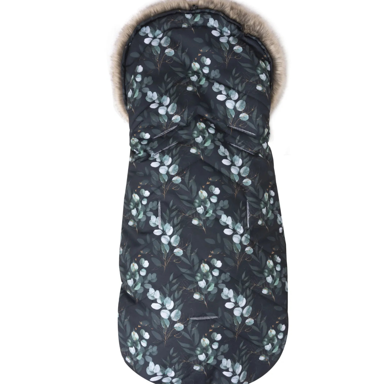 Zimowy śpiworek dziecięcy do wózka, gondoli i sanek - EUCALYPTUS BLACK WINTER