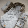 Zimowy śpiworek dziecięcy do wózka, gondoli i sanek - LIGHT GREY WINTER