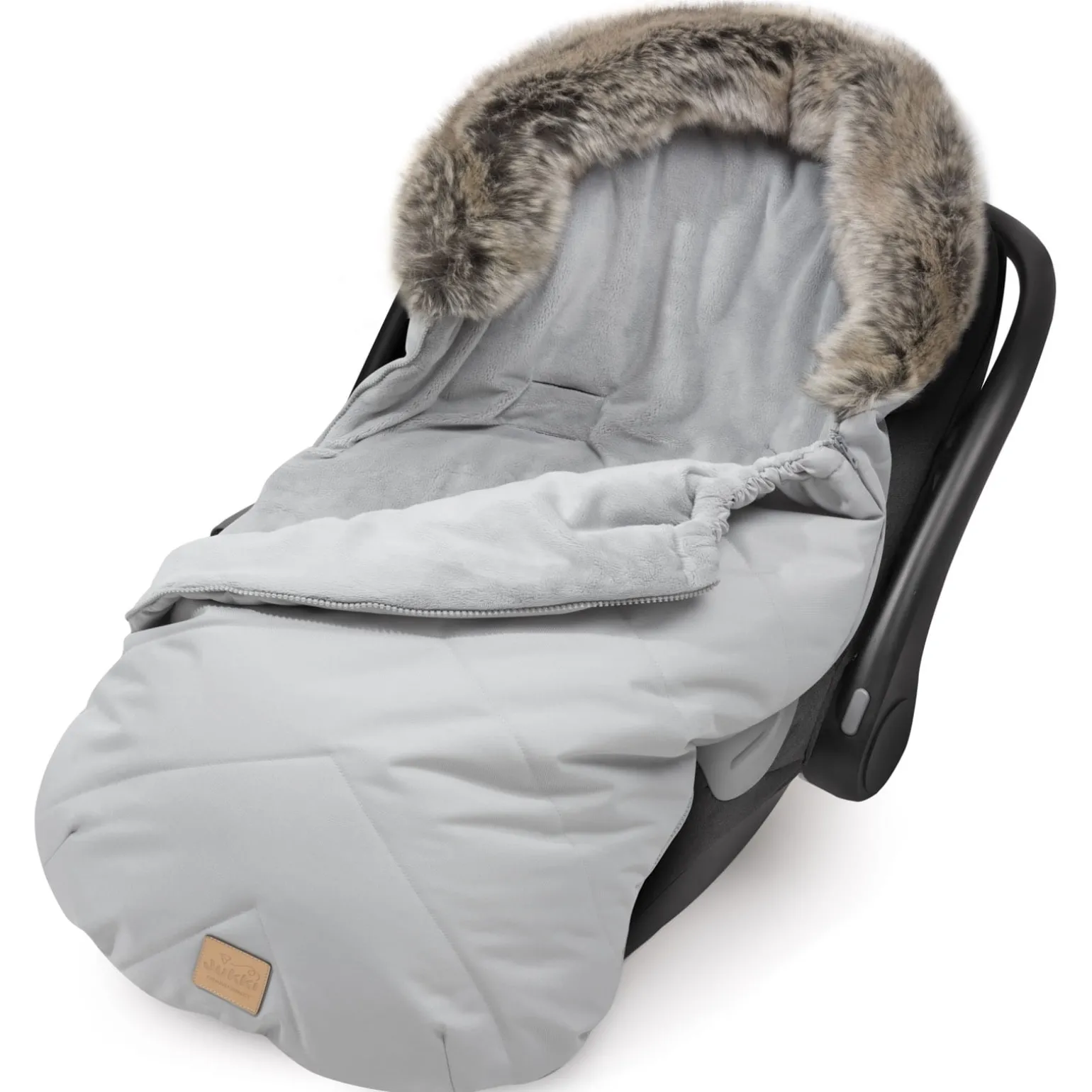 Zimowy śpiworek dziecięcy do wózka, gondoli i sanek - LIGHT GREY WINTER