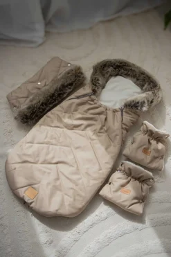 Zimowy śpiworek dziecięcy do wózka, gondoli i sanek - BEIGE WINTER