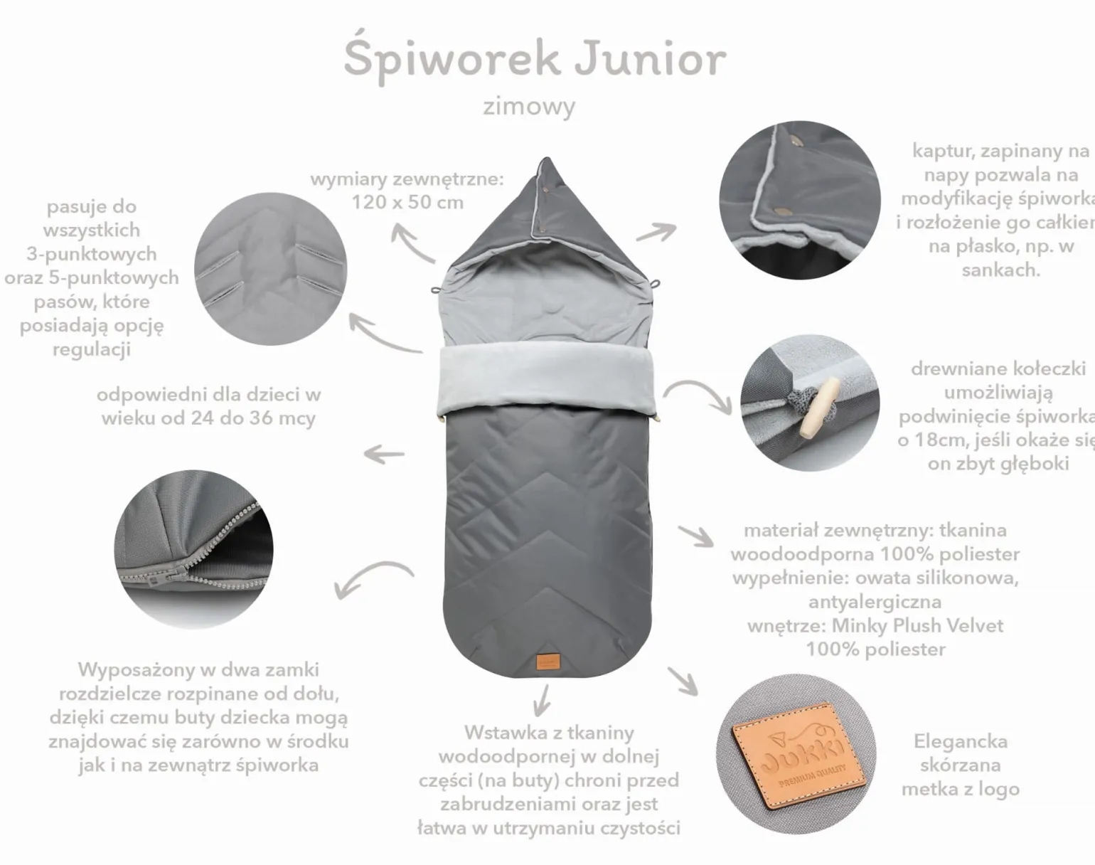 Zimowy śpiworek dziecięcy XL – do wózka, gondoli i sanek - BLACK WINTER